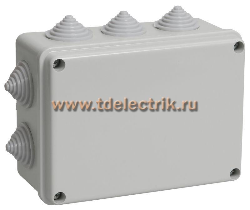 Фотография №1, Коробка распаячная КМ41241 о/п 150х110х70мм IP44 10 вв. серая IEK