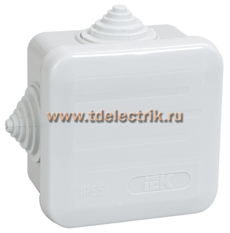 Фотография №1, Коробка распаячная КМ41236 о/п 70х70х40мм IP44 4 вв. серая IEK