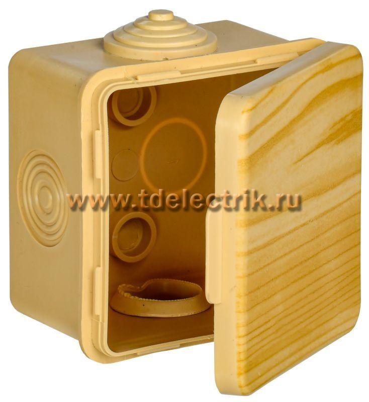 Фотография №1, Коробка распаячная КМ 65х65х50мм о/к IP54 4 вв. сосна IEK