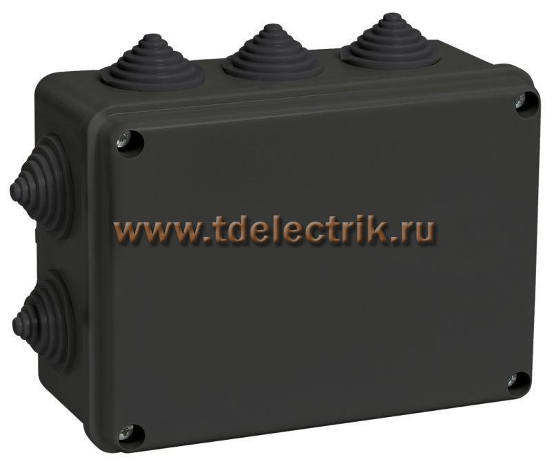 Фотография №1, Коробка распаячная КМ41241 150х110х70мм IP44 10 вв. черная IEK