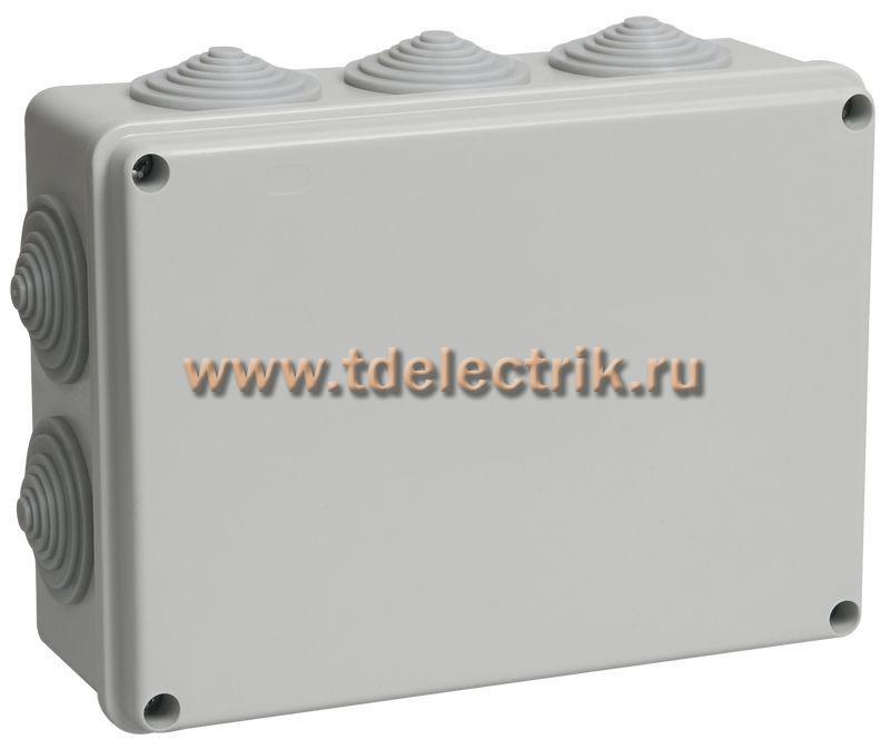 Фотография №1, Коробка распаячная КМ41244 о/п 190х140х70мм IP55 10 вв. серая IEK