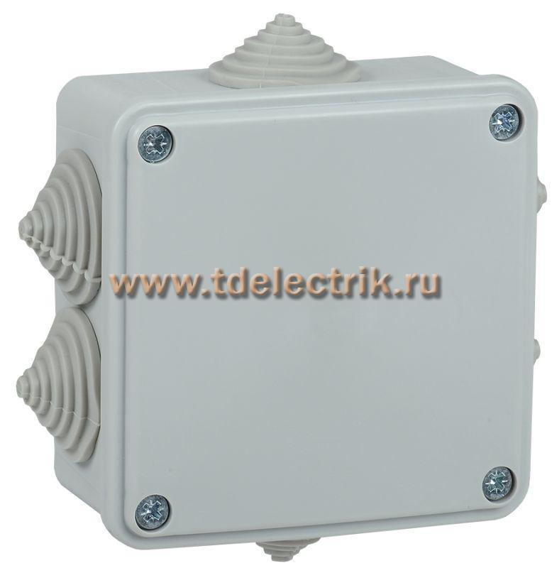 Фотография №1, Коробка распаячная КМ для о/п 100х100х45мм IP44 6 вв. серая IEK
