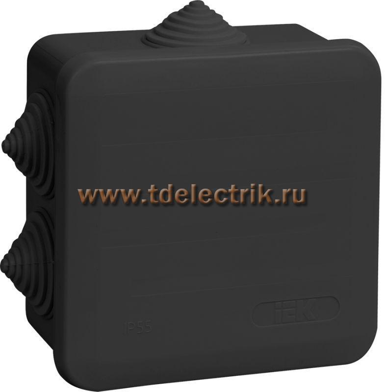 Фотография №1, Коробка распаячная КМ41255 100х100х50мм IP44 6 вв. черная IEK