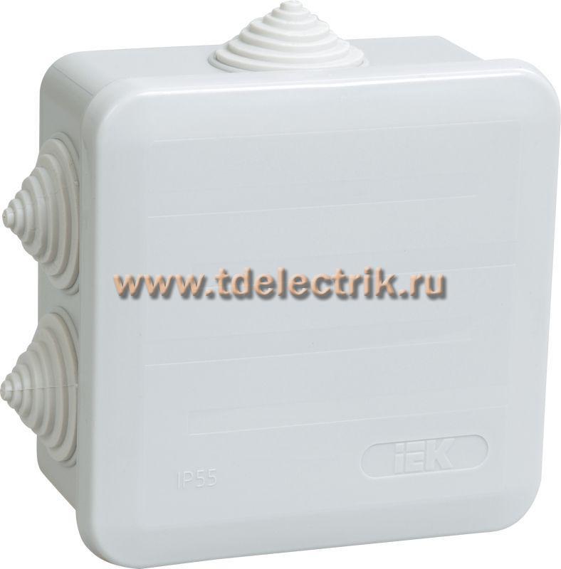 Фотография №1, Коробка распаячная КМ41255 о/п 100х100х50мм IP44 6 вв. серая IEK