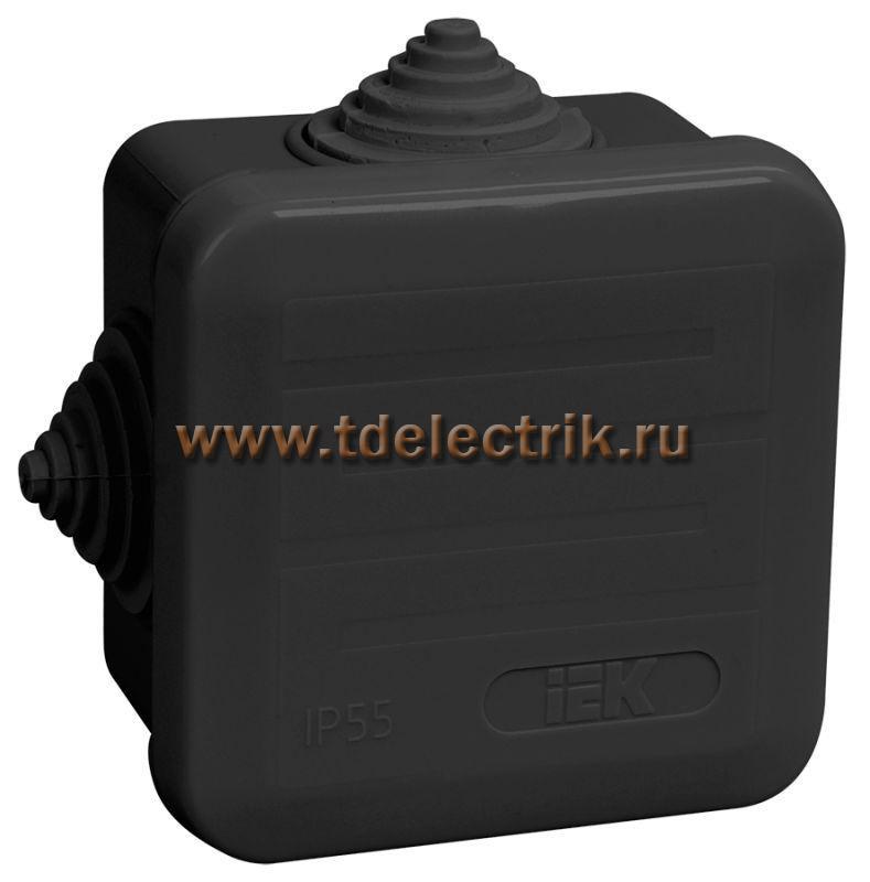 Фотография №1, Коробка распаячная КМ41236 70х70х40мм IP44 4 вв. черная IEK
