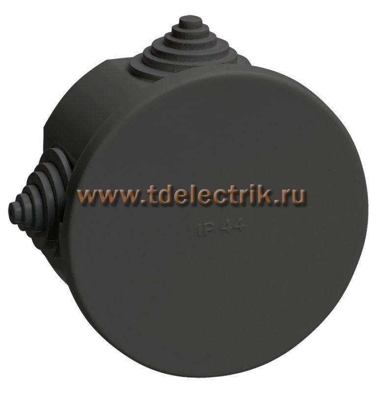 Фотография №1, Коробка распаячная КМ41237 D=75х40мм IP44 4 вв. черная IEK