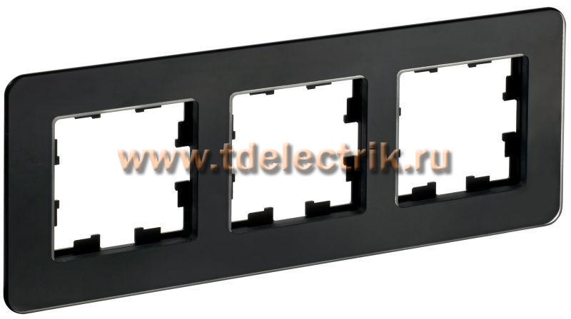 Фотография №1, BRITE Рамка 3-мест. РУ-3-2-Бр стекло черн. RE IEK