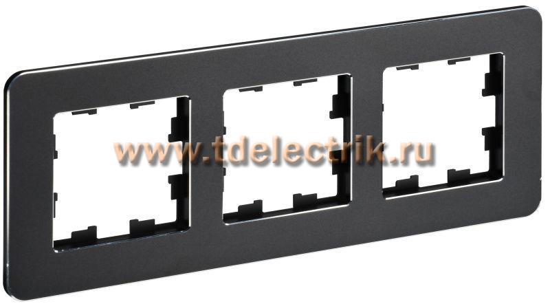 Фотография №1, BRITE Рамка 3-мест. РУ-3-1-Бр металл черн. RE IEK