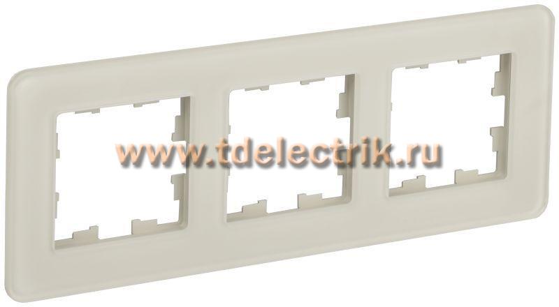 Фотография №1, BRITE Рамка 3-мест. РУ-3-2-Бр стекло песчаный RE IEK