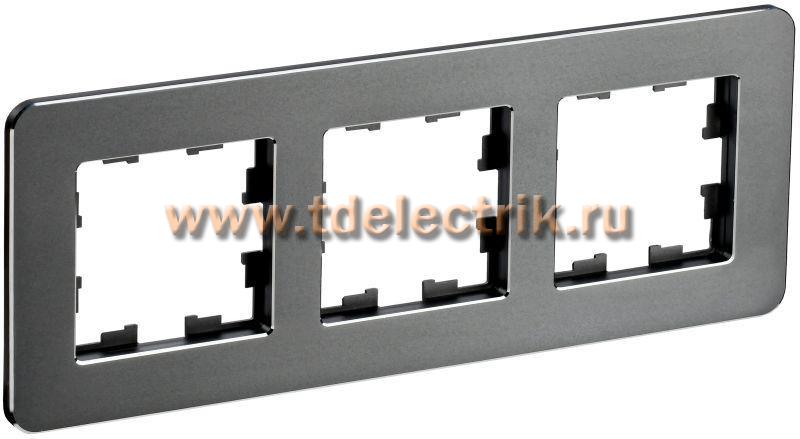 Фотография №1, BRITE Рамка 3-мест. РУ-3-1-Бр металл титан RE IEK