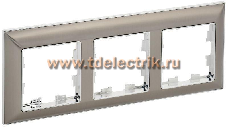 Фотография №1, BRITE Рамка 3-мест. РУ-3-Бр хром/никель IEK