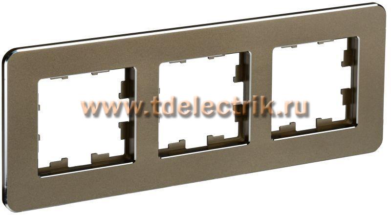 Фотография №1, BRITE Рамка 3-мест. РУ-3-1-Бр металл латунь RE IEK