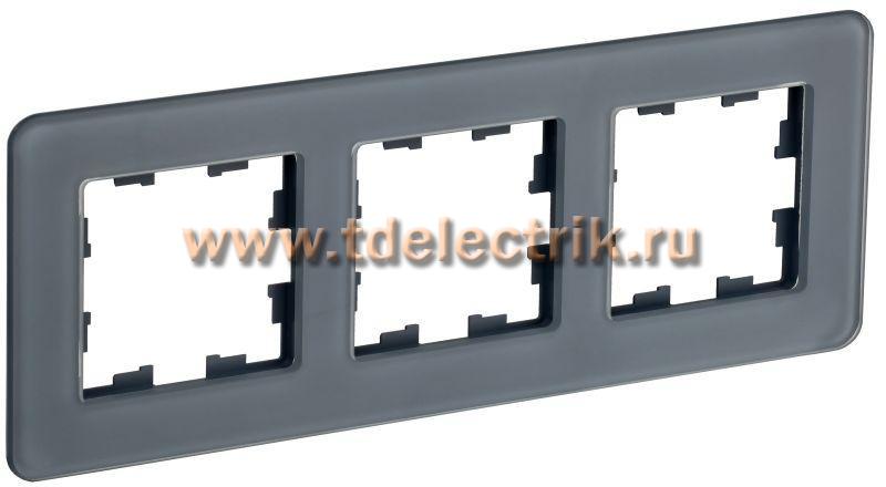 Фотография №1, BRITE Рамка 3-мест. РУ-3-2-Бр стекло графит RE IEK