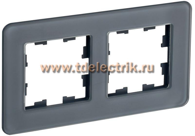 Фотография №1, BRITE Рамка 2-мест. РУ-2-2-Бр стекло графит RE IEK