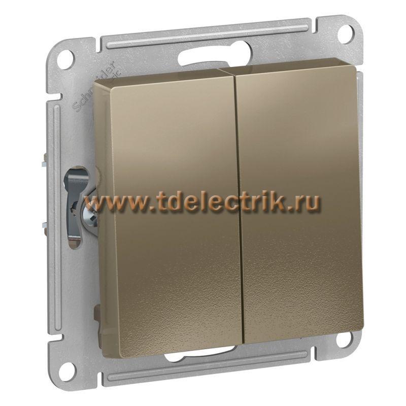 Фотография №1, ATLASDESIGN 2-клавишный переключатель  сх.6/2  10АХ  механизм  шампань