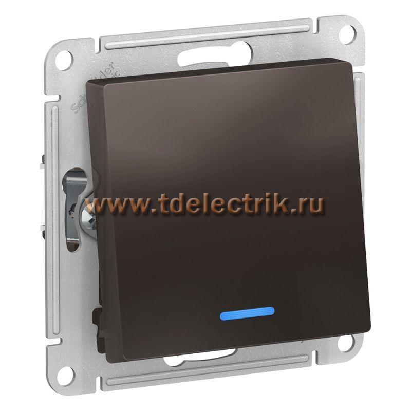 Фотография №1, ATLASDESIGN 1-кл переключатель с подсветкой  сх.6а  10АХ  механизам  мокко