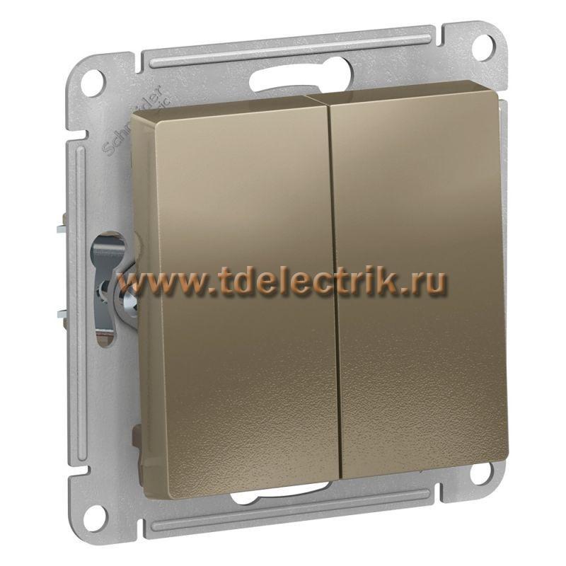 Фотография №1, ATLASDESIGN 2-клавишный Выключатель  сх.5  10АХ  механизм  шампань