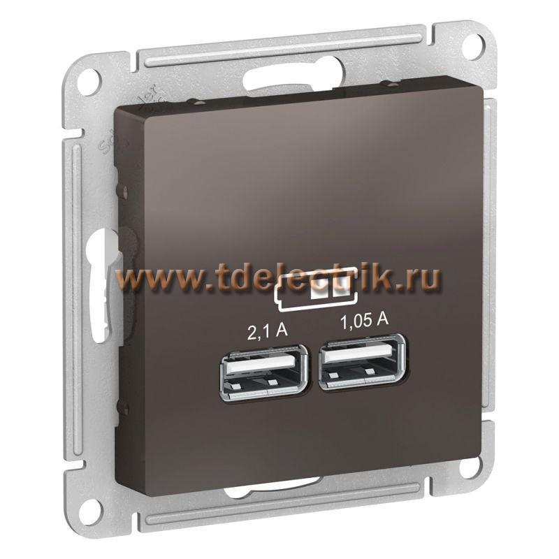 Фотография №1, ATLASDESIGN USB Розетка A+A  5В/2 1 А  2х5В/1 05 А  механизм  мокко
