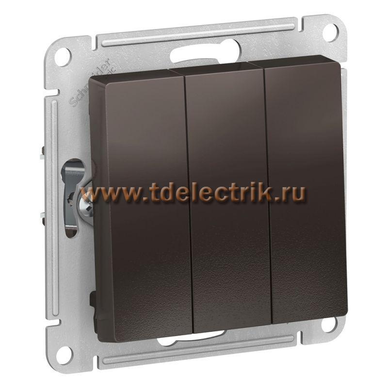 Фотография №1, ATLASDESIGN 3-клавишный Выключатель  сх.1+1+1  10АХ  механизм  мокко
