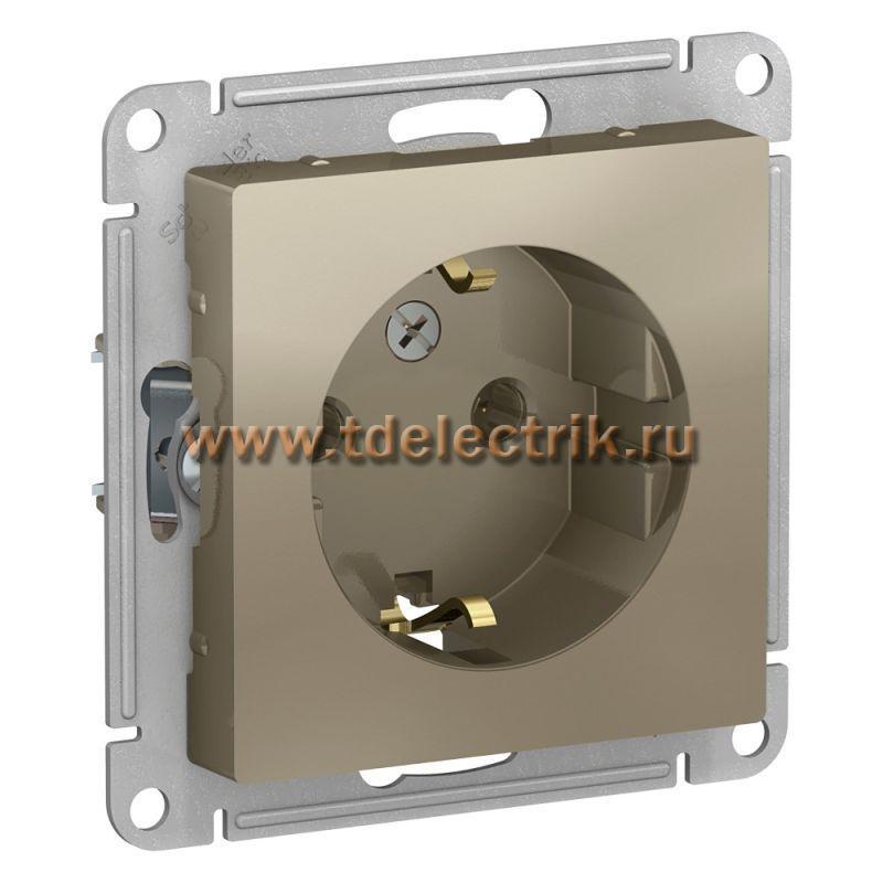 Фотография №1, ATLASDESIGN Розетка с заземлением  16А  механизм  шампань