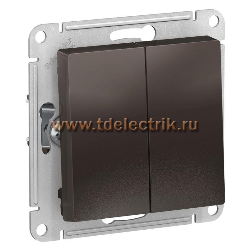 Фотография №1, ATLASDESIGN 2-клавишный переключатель  сх.6/2  10АХ  механизм  мокко