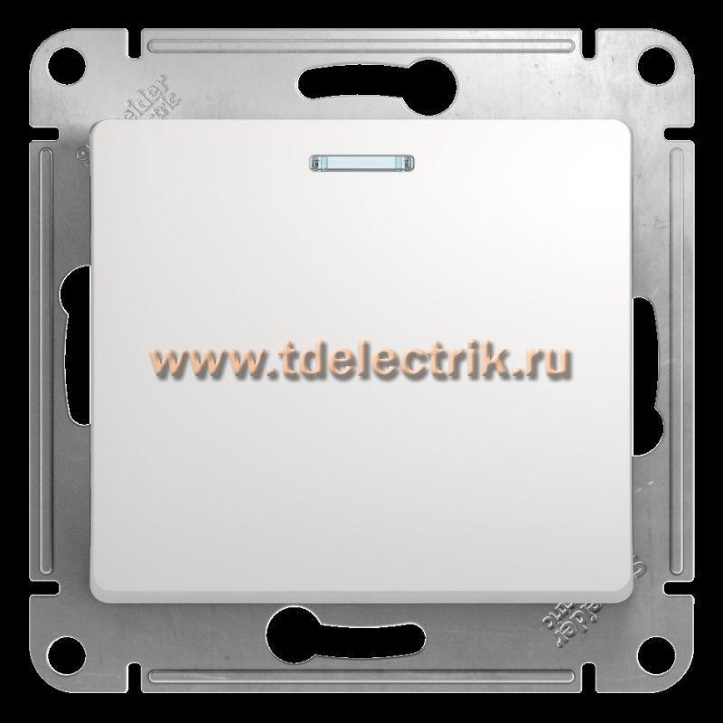 Фотография №1, GLOSSA 1-клавишный ВЫКЛЮЧАТЕЛЬ с подсветкой сх.1а 10АХ механизм БЕЛЫЙ