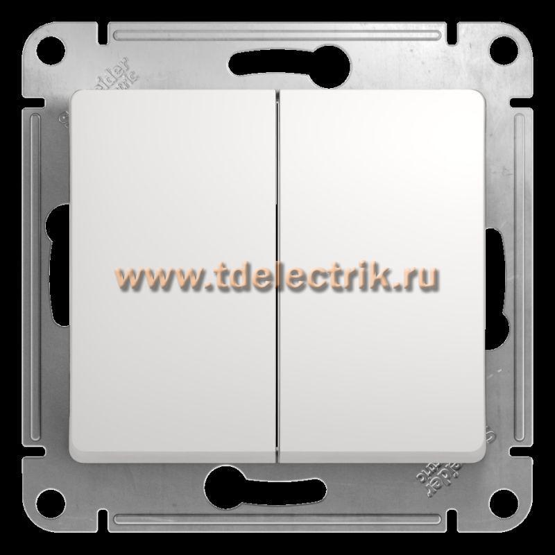 Фотография №1, GLOSSA 2-клавишный ПЕРЕКЛЮЧАТЕЛЬ сх.6/2 10АХ механизм БЕЛЫЙ