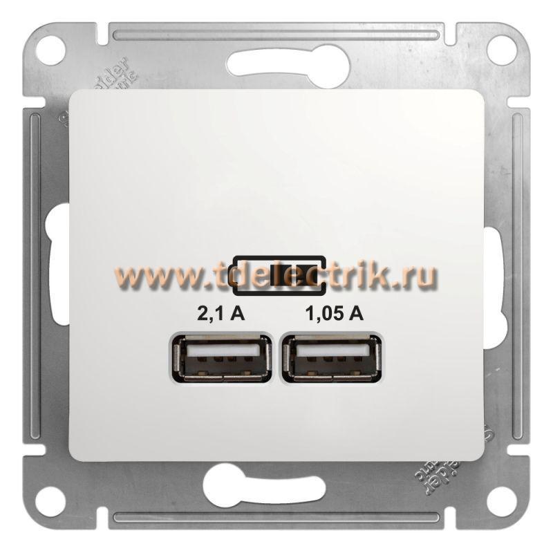 Фотография №1, GLOSSA USB РОЗЕТКА A+A 5В/21 А 2х5В/105 А механизм БЕЛЫЙ