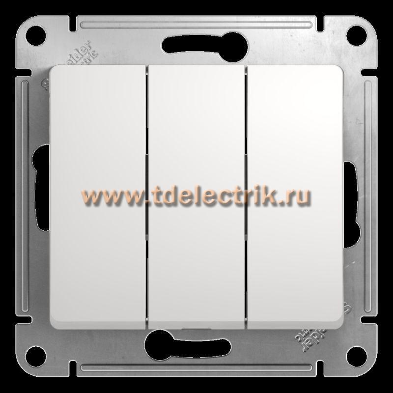 Фотография №1, GLOSSA 3-клавишный ВЫКЛЮЧАТЕЛЬ сх.1+1+1 10АХ механизм БЕЛЫЙ
