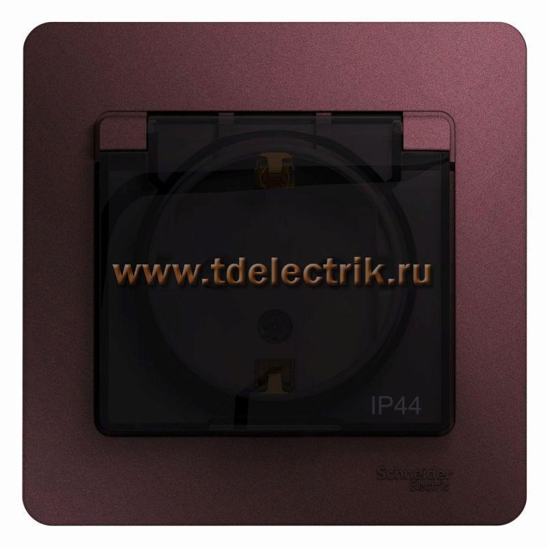 Фотография №1, GLOSSA РОЗЕТКА с зазем. со шторками с крышкойIP4416А250Вв сбореБАКЛАЖАНОВЫЙ