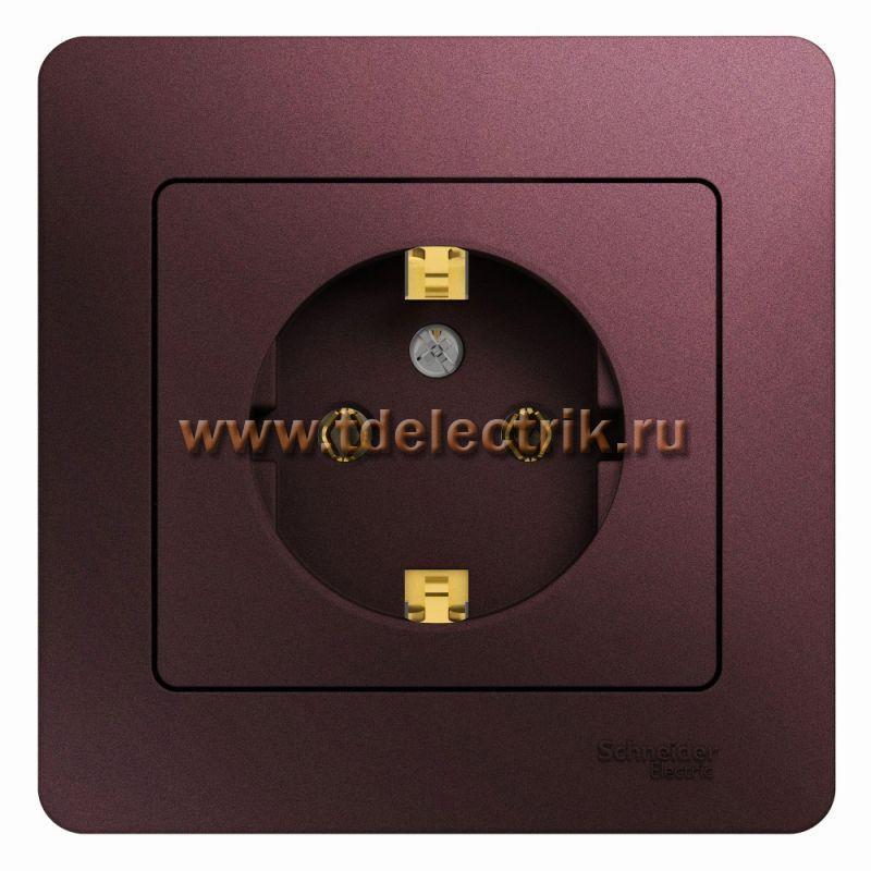 Фотография №1, GLOSSA РОЗЕТКА с заземлением16А 250В в сбореБАКЛАЖАНОВЫЙ