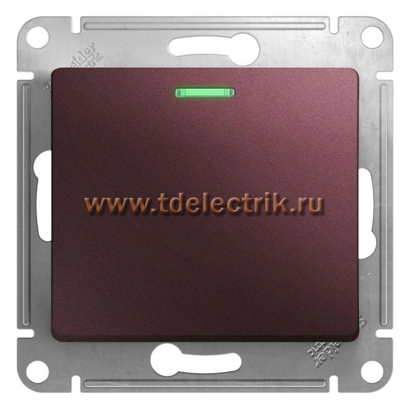 Фотография №1, GLOSSA 1-клавишный ПЕРЕКЛЮЧАТЕЛЬ с подсветкойсх.6а10AX механизм БАКЛАЖАНОВЫЙ