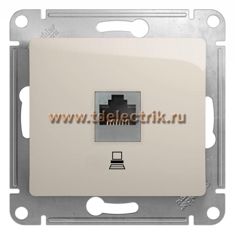 Фотография №1, GLOSSA РОЗЕТКА компьютерная RJ45 кат.5E механизм МОЛОЧНЫЙ