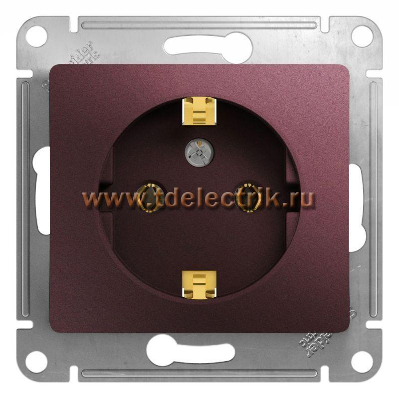 Фотография №1, GLOSSA РОЗЕТКА с заземлением 16А 250В механизм БАКЛАЖАНОВЫЙ