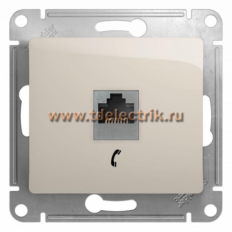 Фотография №1, GLOSSA РОЗЕТКА телефонная RJ11 механизм МОЛОЧНЫЙ