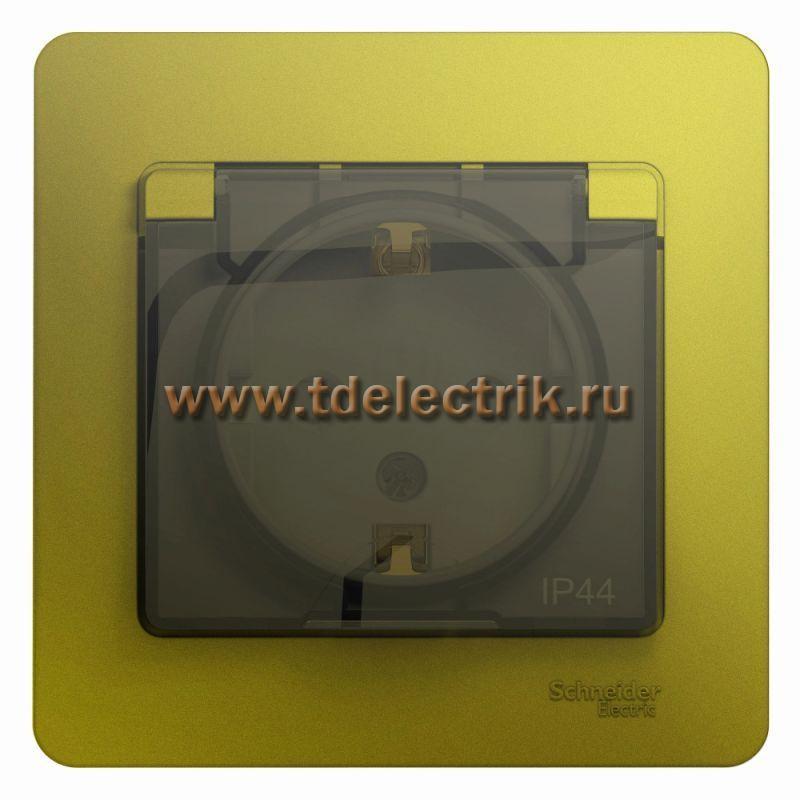 Фотография №1, GLOSSA РОЗЕТКА с зазем. со шторками с крышкойIP4416А 250Вв сбореФИСТАШКОВЫЙ