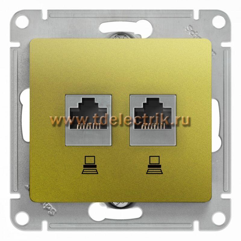 Фотография №1, GLOSSA РОЗЕТКА двойная компьютерная RJ45+RJ45 кат.5E механизм ФИСТАШКОВЫЙ