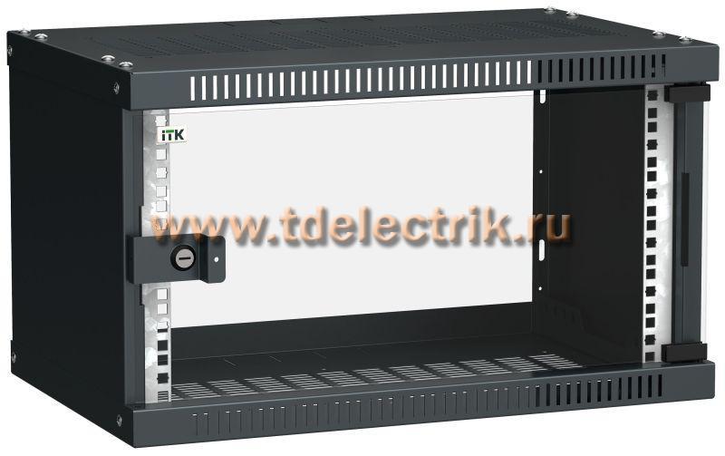 Фотография №1, Шкаф LINEA WE 6U 550x350мм дверь стекло черный
