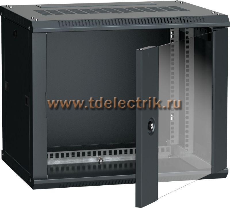 Фотография №1, Шкаф LINEA W 6U 600х450мм дверь стекло черный RAL9005