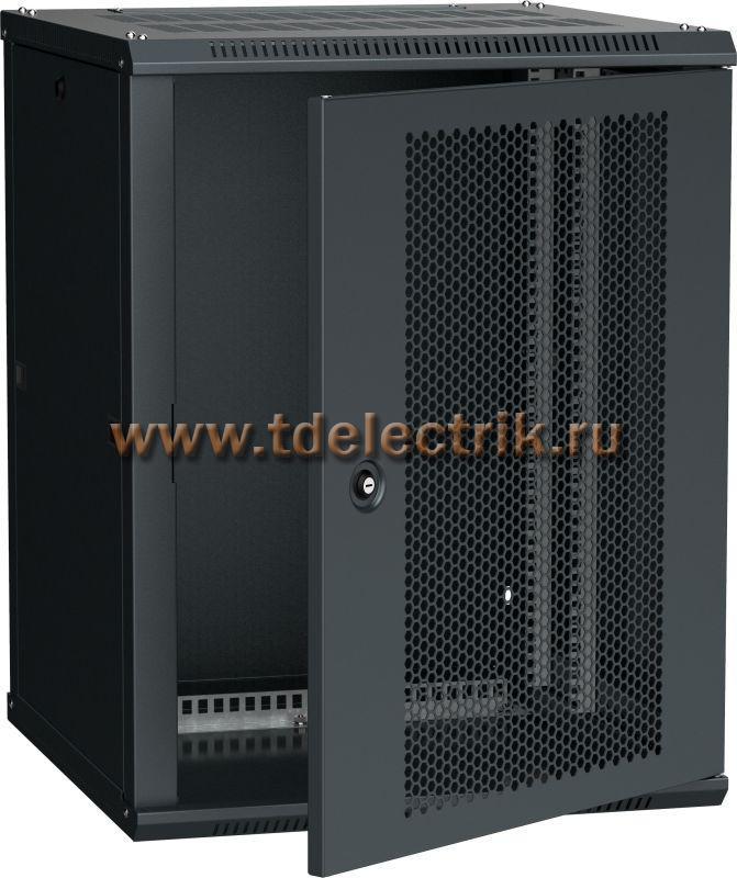 Фотография №1, Шкаф LINEA W 18U 600х600мм дверь перфорированная черный RAL9005