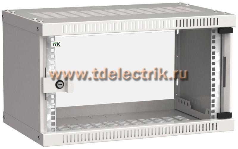 Фотография №1, Шкаф LINEA WE 6U 550x350мм дверь стекло серый