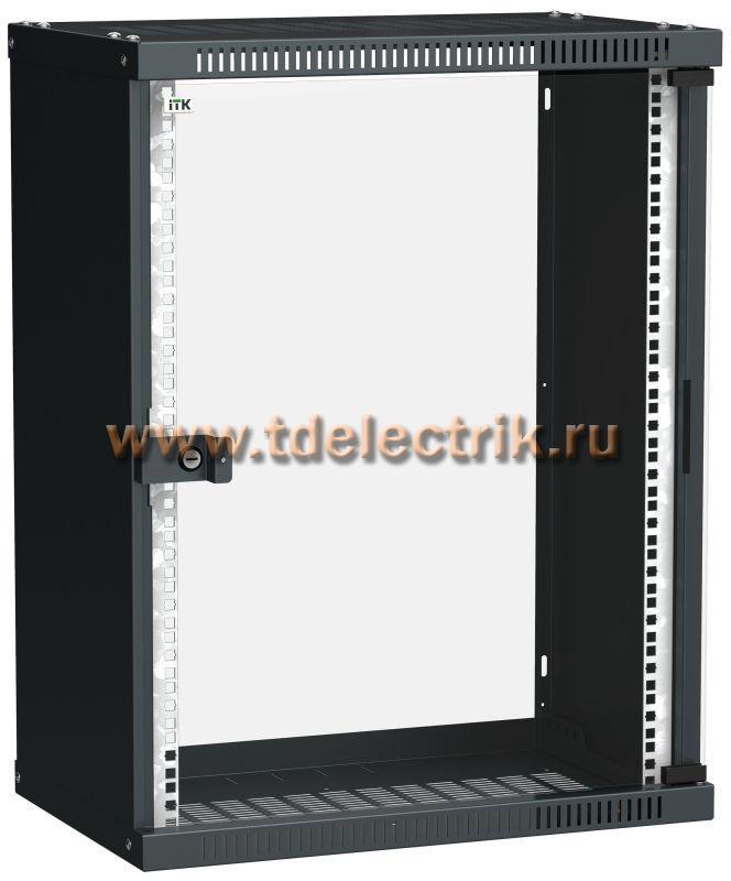 Фотография №1, Шкаф LINEA WE 15U 550x350мм дверь стекло черный