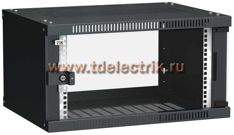 Фотография №1, Шкаф LINEA WE 6U 600x450мм дверь стекло черный