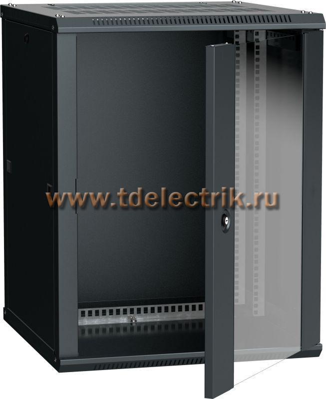 Фотография №1, Шкаф LINEA W 18U 600х600мм дверь стекло черный RAL9005