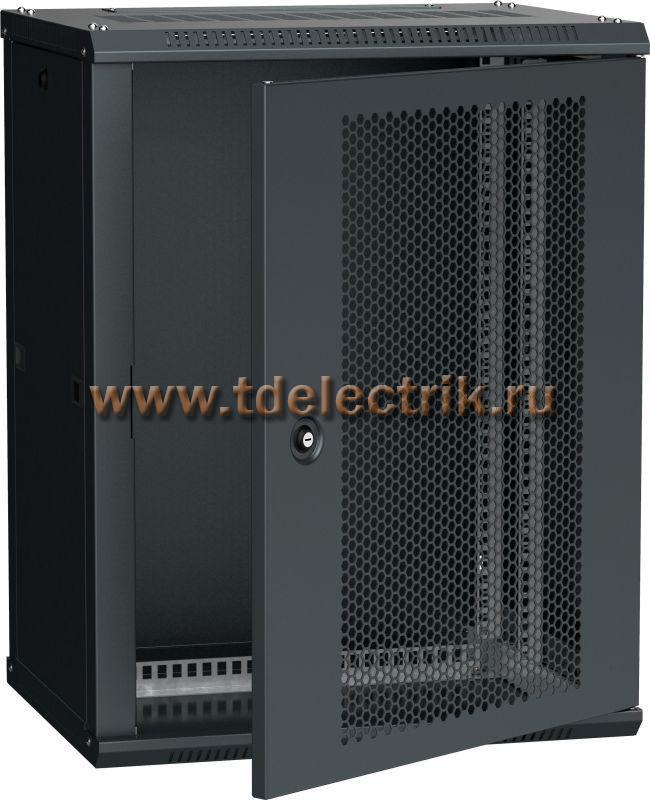 Фотография №1, Шкаф LINEA W 15U 600х450мм дверь перфорированная черный RAL9005