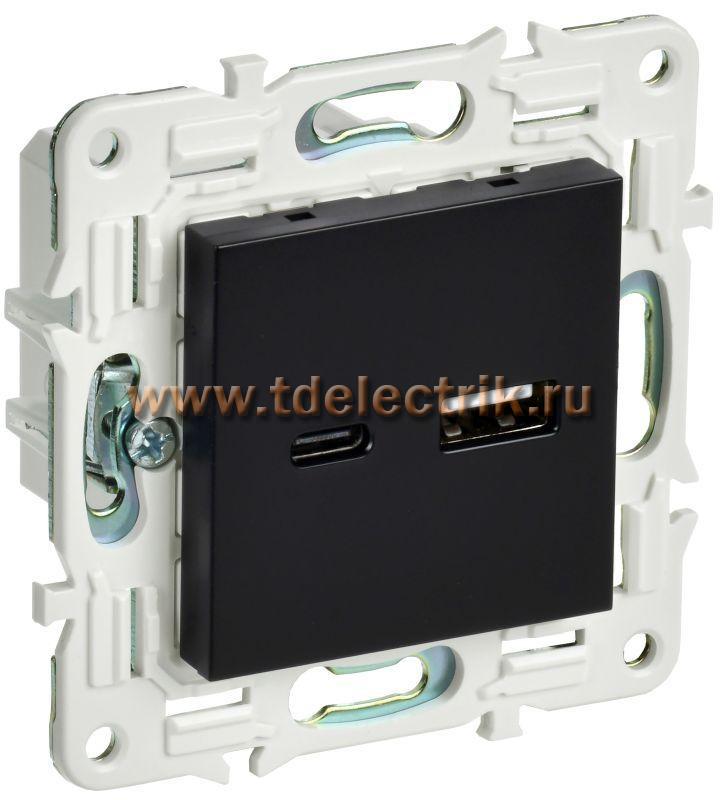 Фотография №1, SKANDY Розетка USB A+C 18Вт SK-R13Bl черн. IEK