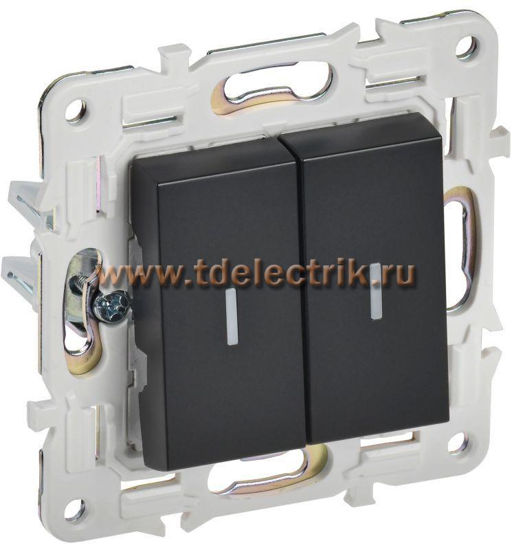 Фотография №1, SKANDY Выключатель 2-кл. прох. с инд. 10А SK-V10Bl черн. IEK