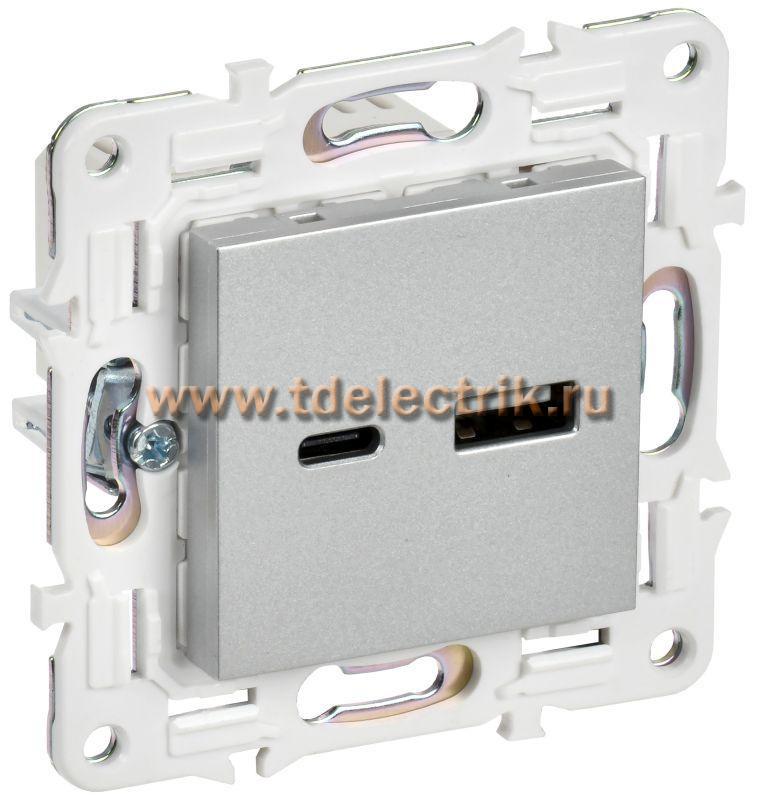 Фотография №1, SKANDY Розетка USB A+A 3,1А SK-R15S сереб. IEK