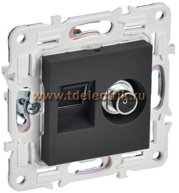 Фотография №1, SKANDY Розетка двойная TV+RJ45 кат.5E SK-A14G граф. IEK