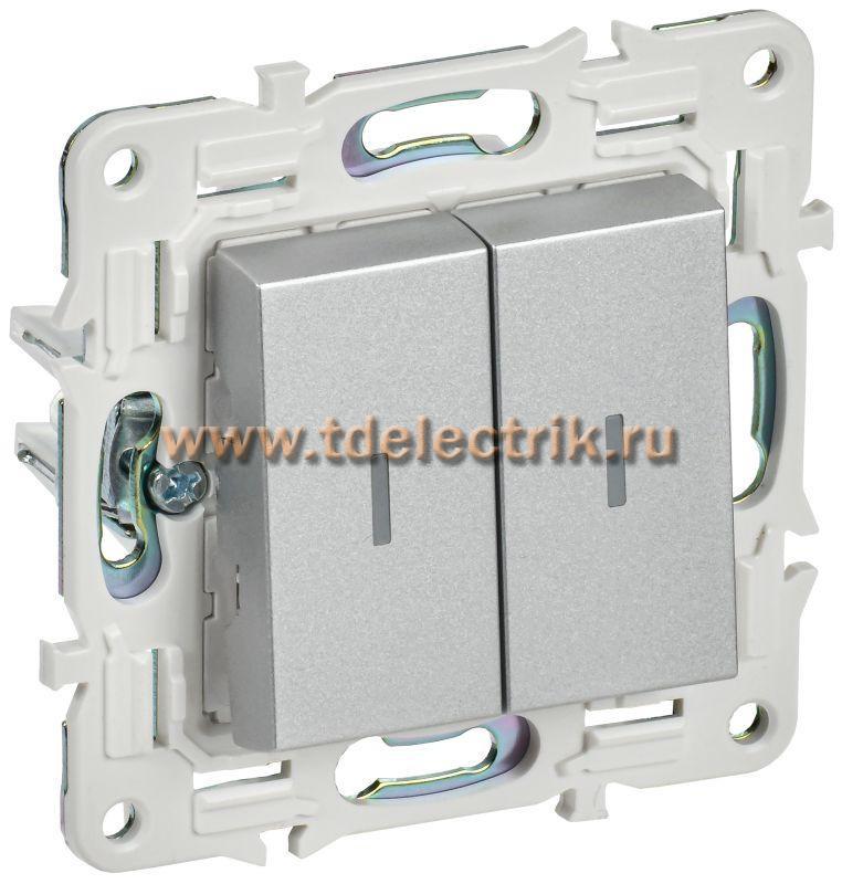 Фотография №1, SKANDY Выключатель 2-кл. с инд. 10А SK-V09S сереб. IEK